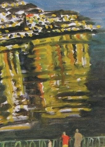 児島善三郎、【熱海夜景】、希少な大判額装用画集より、美品、日本人