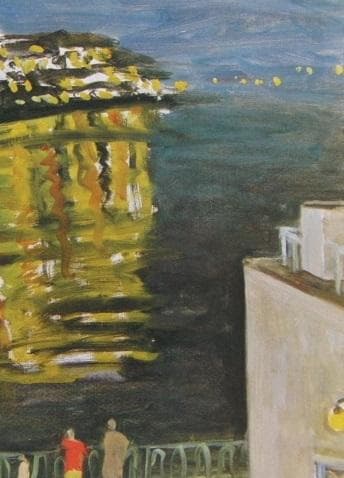 児島善三郎、【熱海夜景】、希少な大判額装用画集より、美品、日本人