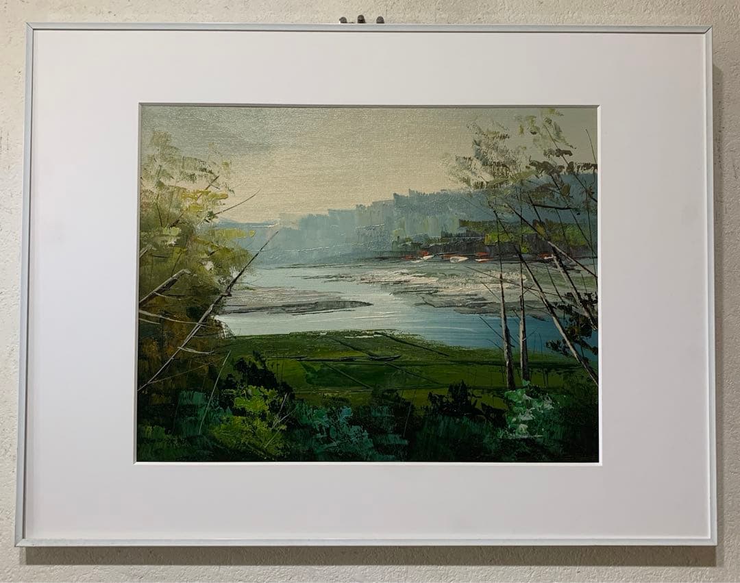 絵画　油彩肉筆画　真作　府川誠『海辺』 府川誠 『うみに』 アート額装品 絵画 リトグラフ エディション