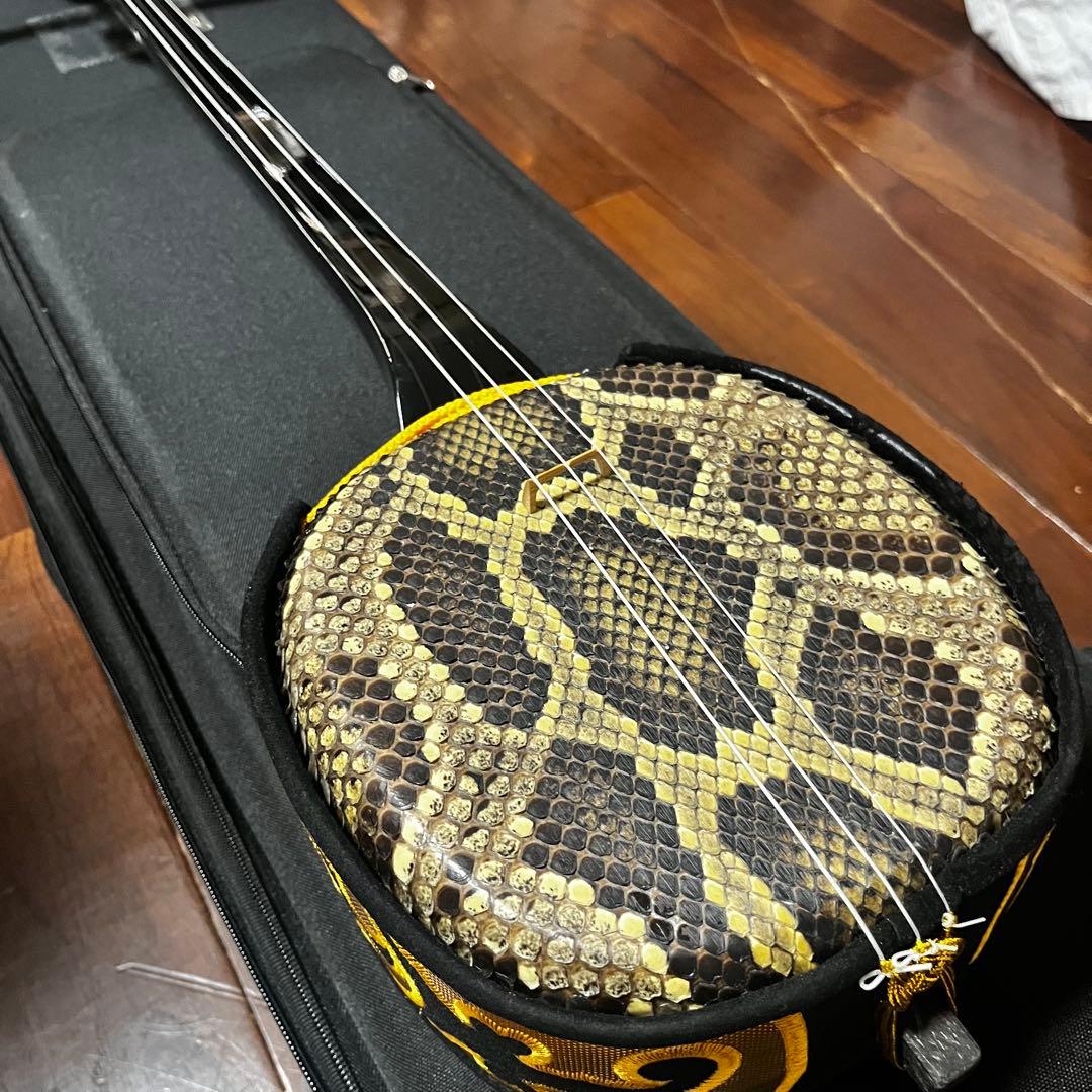 ヘビ皮沖縄三味線 （練習用）ケース付きの通販はau PAY マーケット