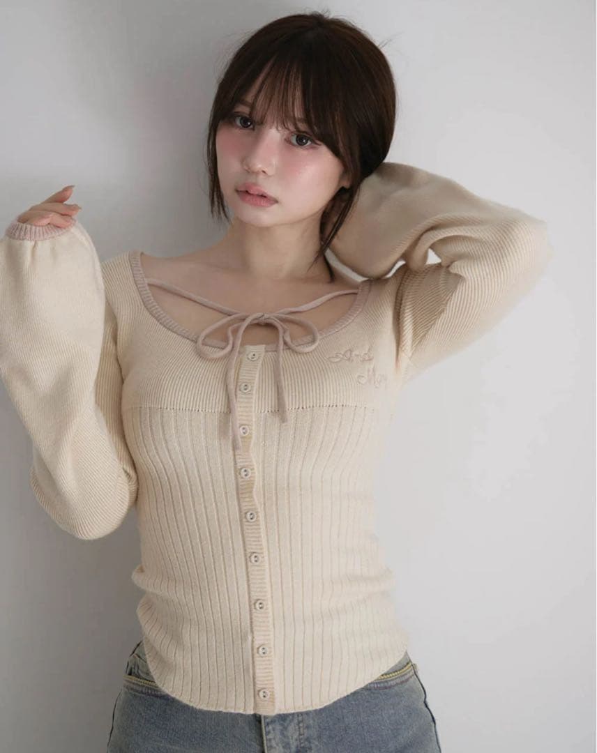 トップス ANDMARY Sonique knit tops ivory