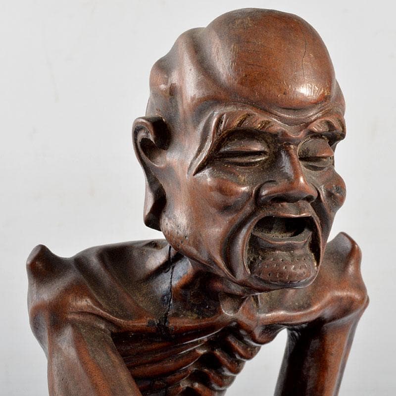 中国 唐木黄楊木 彫刻 達磨像 人物像 置物 台付 H R4819 - メルカリ