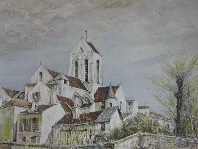 藤田嗣治、【風景】、希少な限定額装用画集画、新品高級額 額装付、状態良好