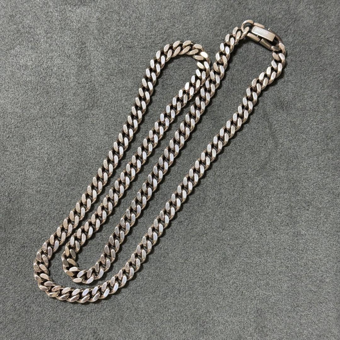 希少！シルバー925 2面シングル喜平ネックレス 60cm 67g 太め