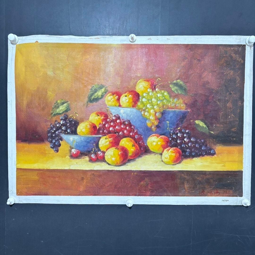 手描き 水彩油画 果物 静物画 潘鸿海 インテリアアート 約70×100cm