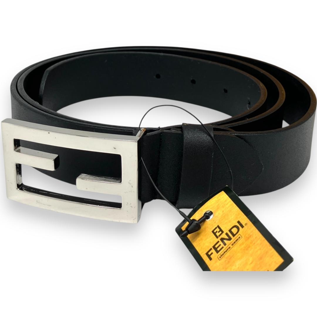 FENDI フェンディ FF金具 ベルト シルバー ブラック イタリア製