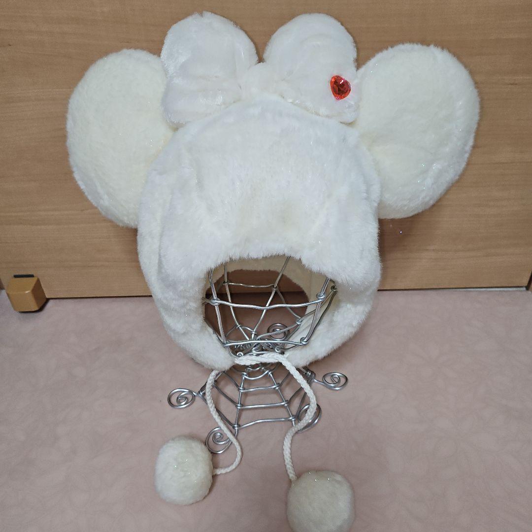 限定 廃盤 希少 ディズニー ミニー ふわふわ ファーファンキャップ 白