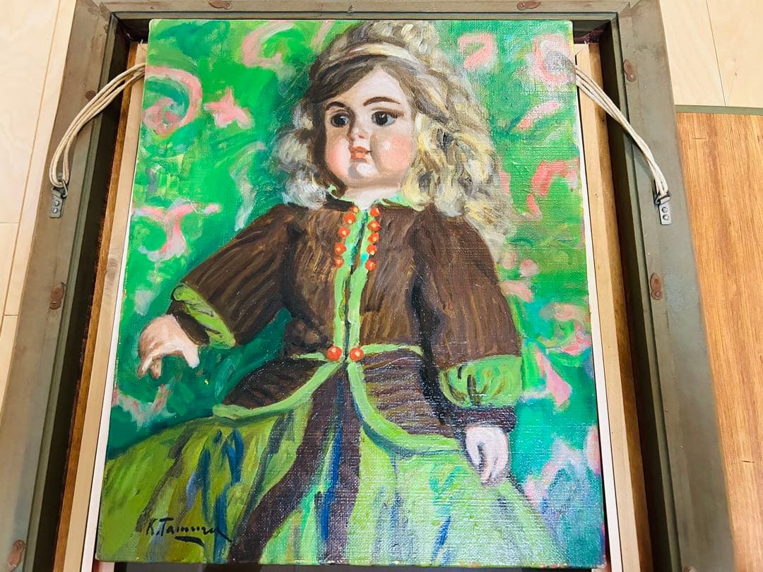 真作保証 田村孝之介 油彩8号 人形画 大地堂豪華額装 高島屋美術部購入
