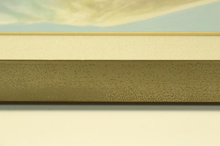 三輪晁勢作「富士」額装 共シール 金落款 金泥彩 保証 肉筆(ZE440