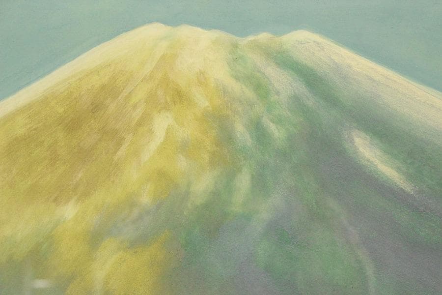 三輪晁勢作「富士」額装 共シール 金落款 金泥彩 保証 肉筆(ZE440