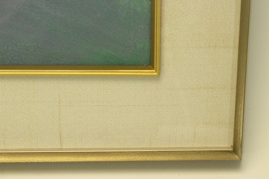 三輪晁勢作「富士」額装 共シール 金落款 金泥彩 保証 肉筆(ZE440