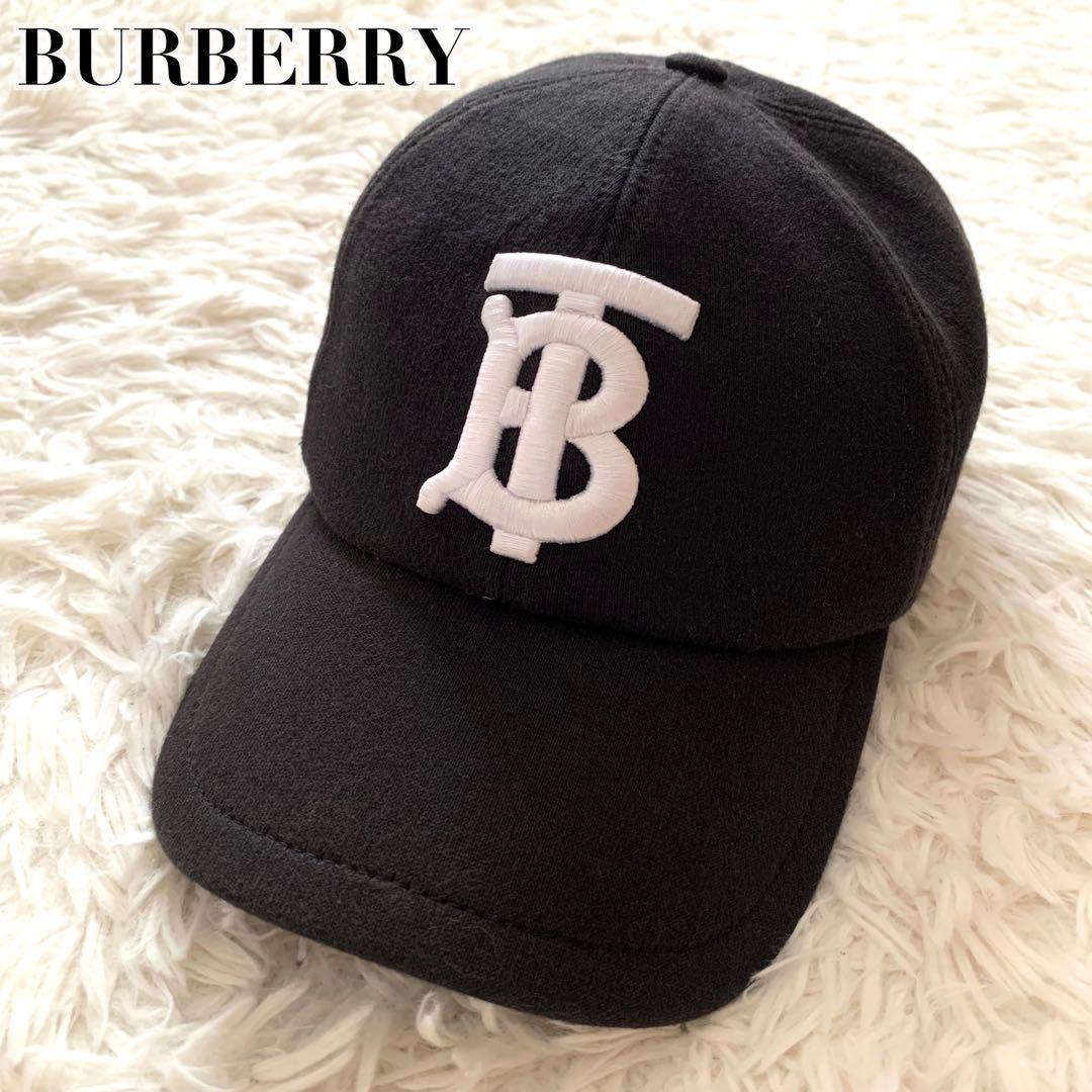 美品✨バーバリー 現行 キャップ TBロゴ 刺繍 ベージュ ユニセックス 黒 BURBERRY（バーバリー） キャップ モノグラムモチーフCAP 8068039