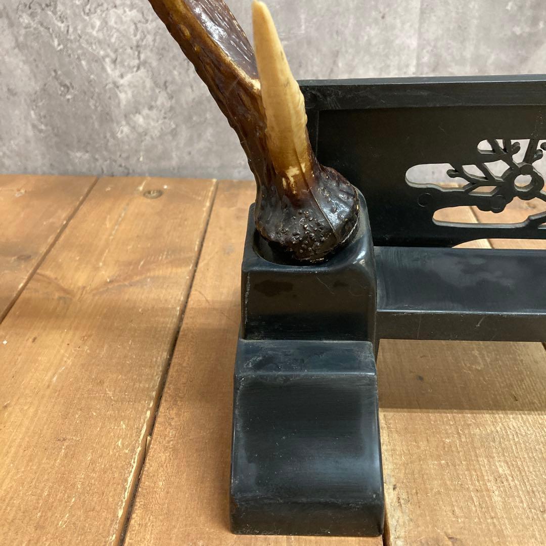 4階 【希少】鹿の角型 刀掛け 刀置き 二本掛け 飾り台 刀剣 武具 骨董