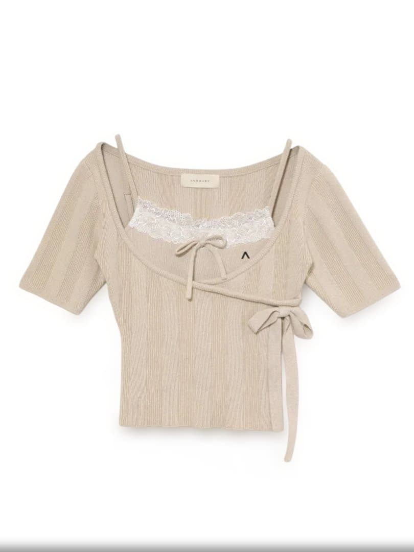 トップス andmary Cachecoeur lace set tops / beige