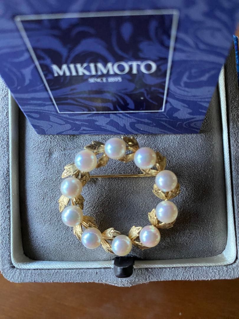 12.31までお値下げ！ミキモト 真珠 リーフモチーフ 月桂樹 ブローチ