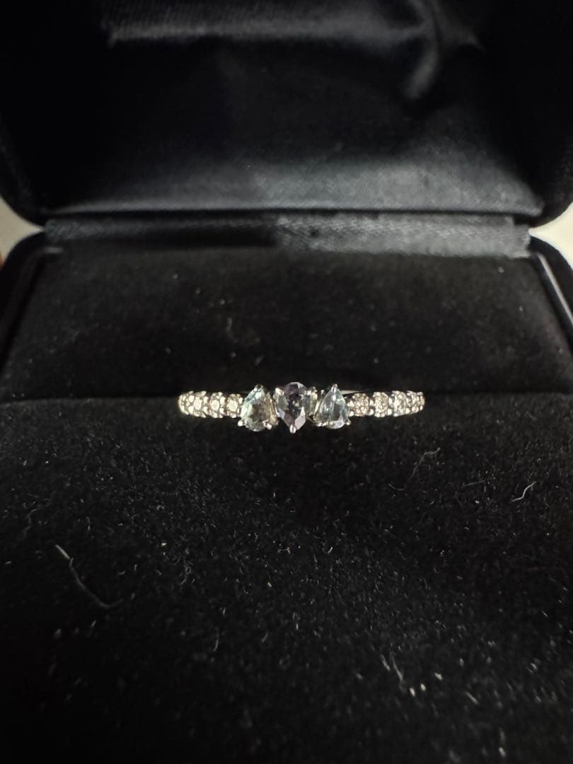 pt900 アレキサンドライト　ダイヤモンド　リング 0.15 D0.05