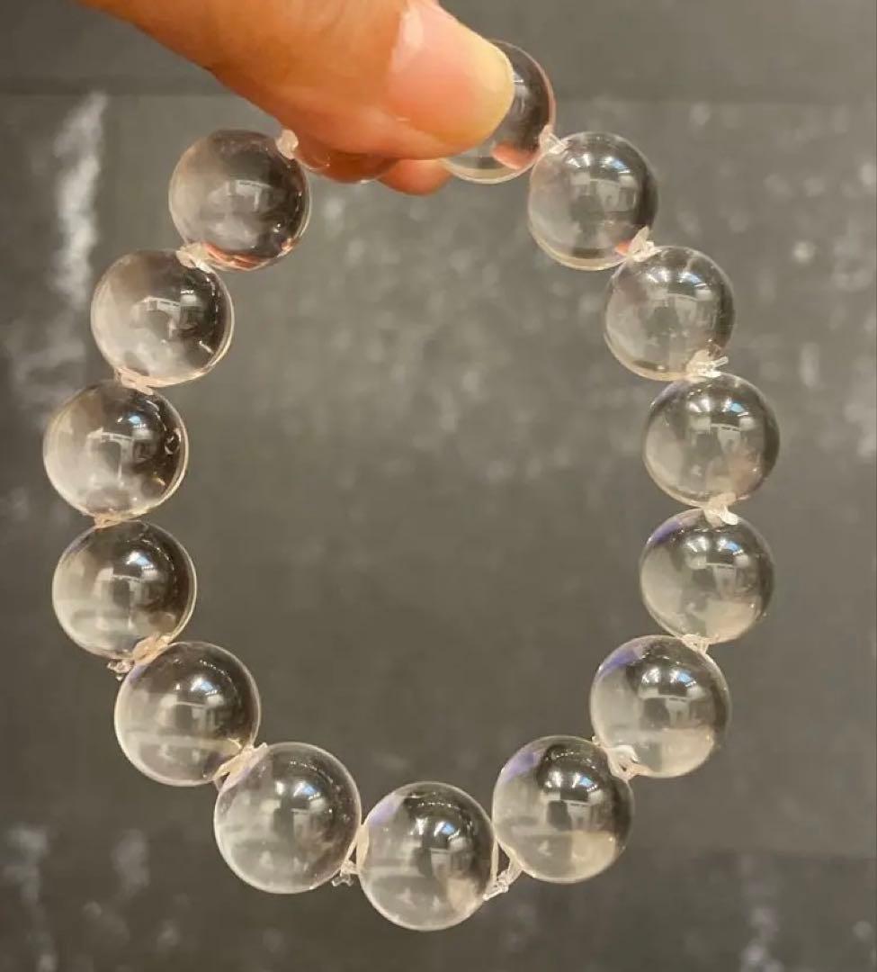 高品質！牛鼻　糸が見えない無垢水晶ブレスレット13ミリのみ
