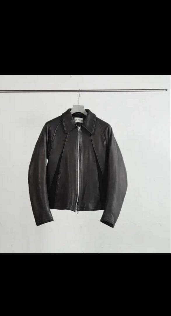 【NVRFRGT】Leather Paneled Zip Up Jacket新品