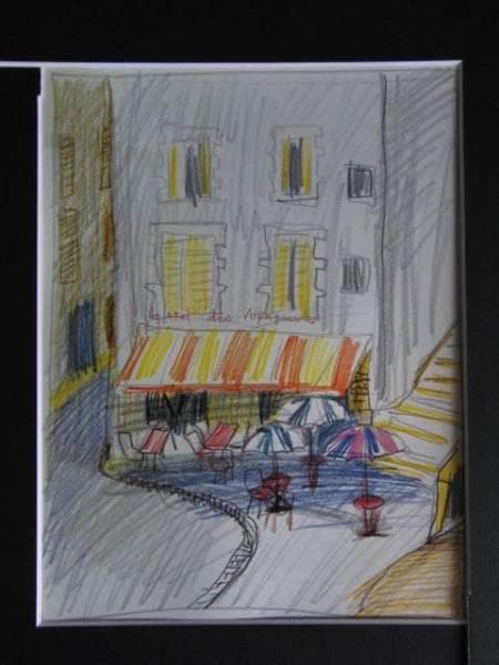 島田鮎子、街角にて、希少画集画、新品額装付、状態良好