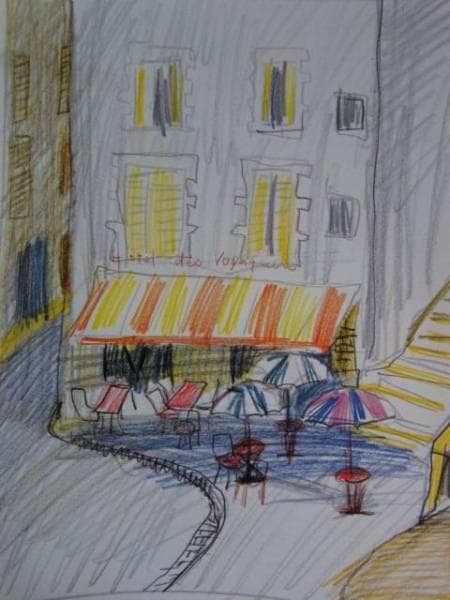 島田鮎子、街角にて、希少画集画、新品額装付、状態良好