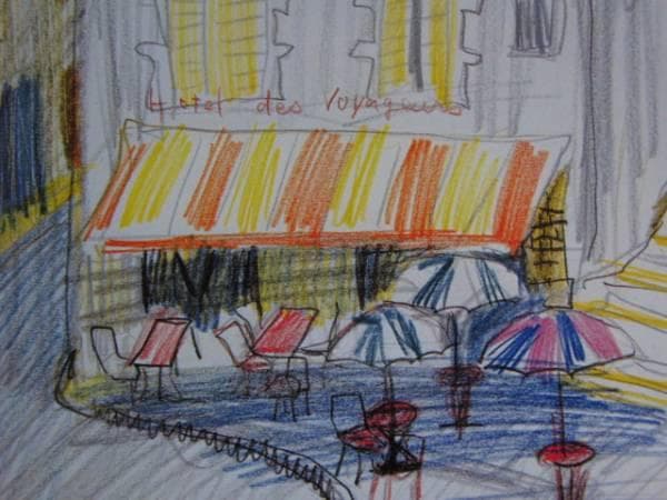 島田鮎子、街角にて、希少画集画、新品額装付、状態良好