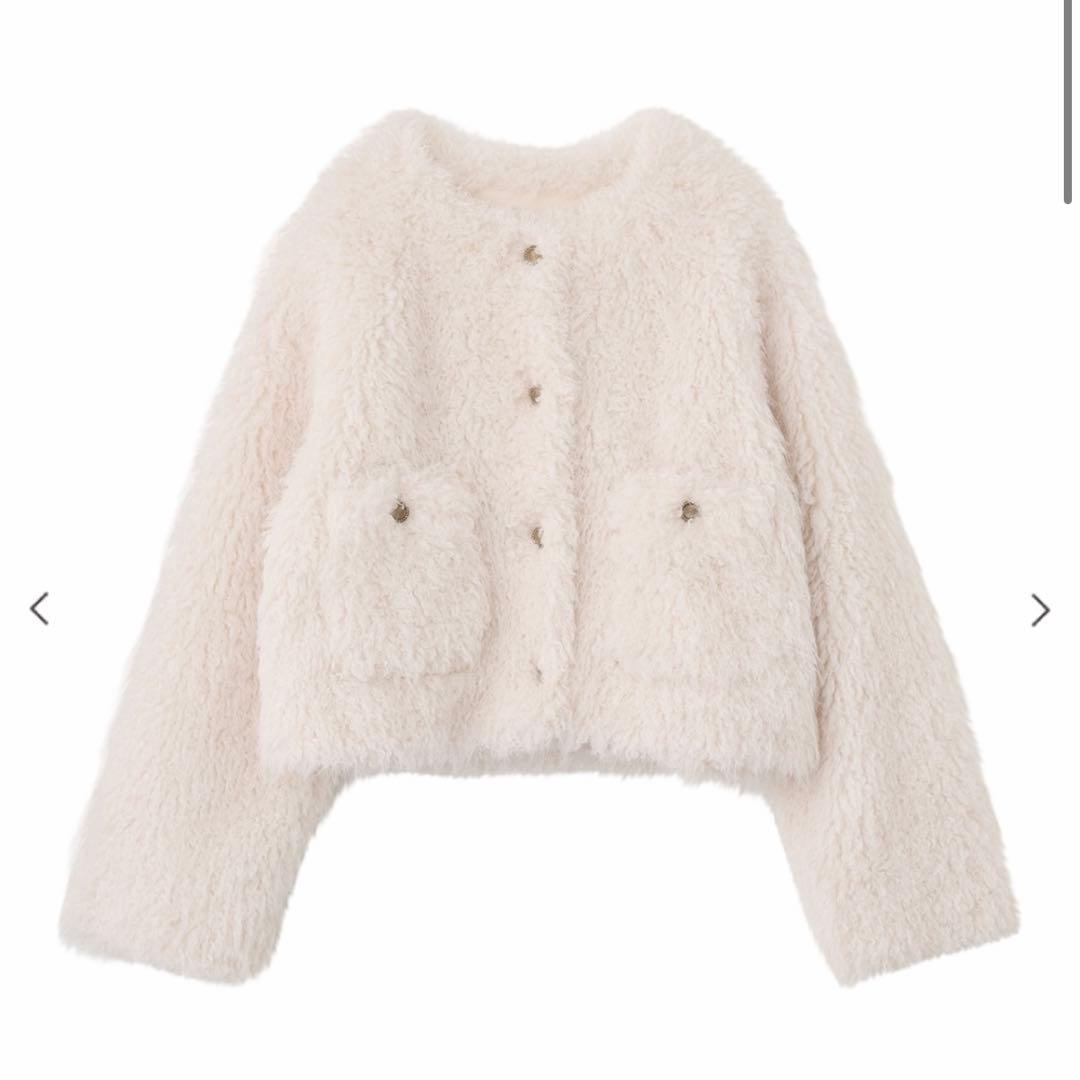 COCODEAL カーリーファージャケット/白