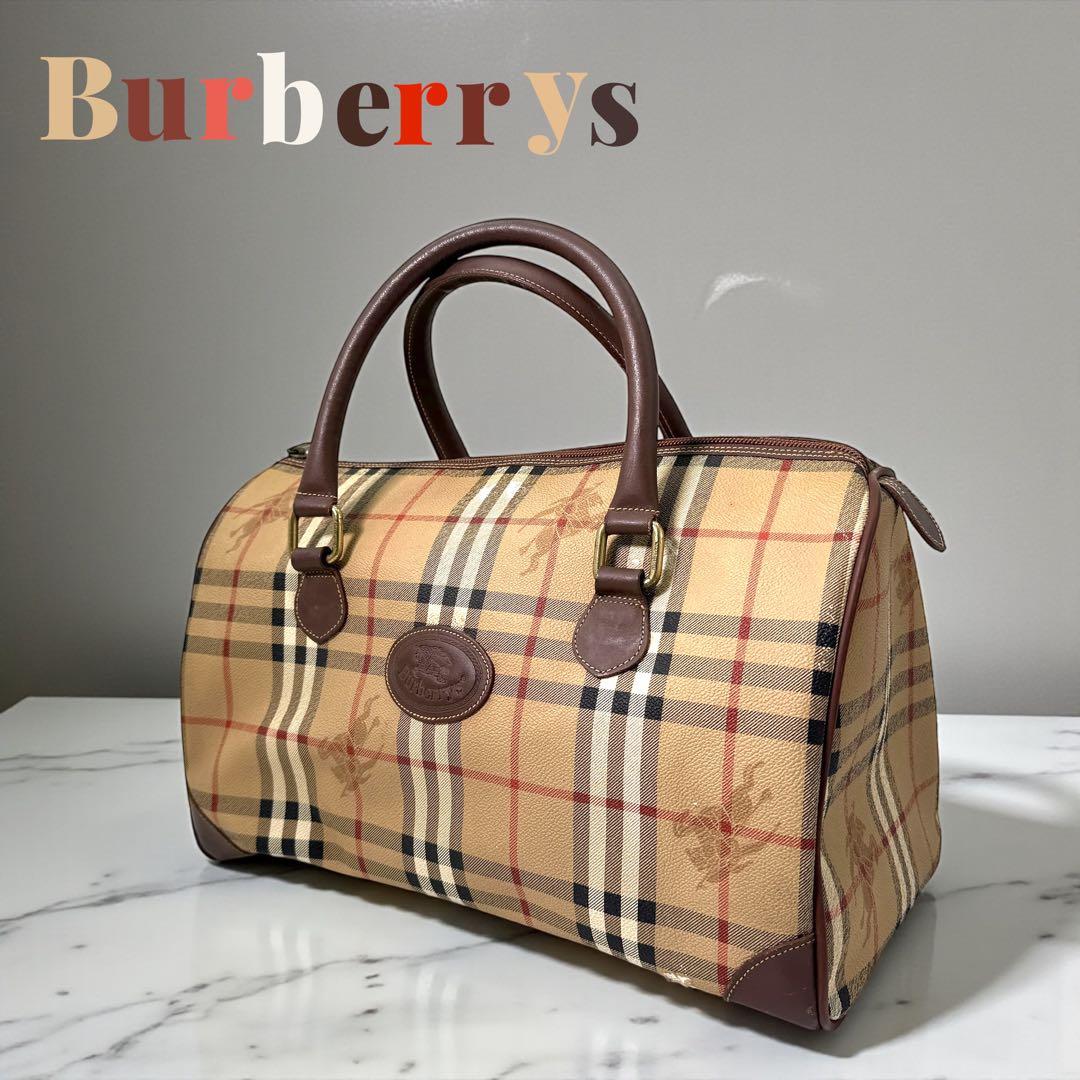 Burberrys ミニボストン ノバチェック PVC シャドーホース ロゴ