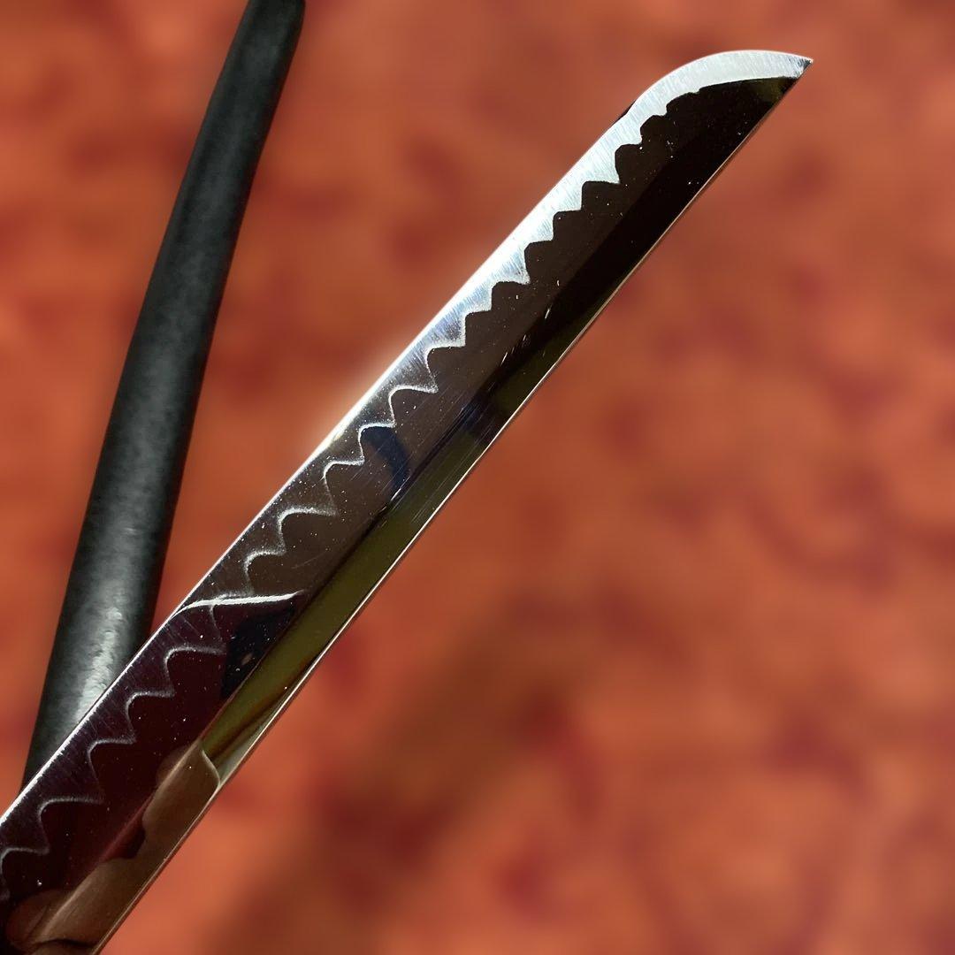 上質模造大刀 濃緑柄 鶴羽透し丸鍔 黒梨地鞘