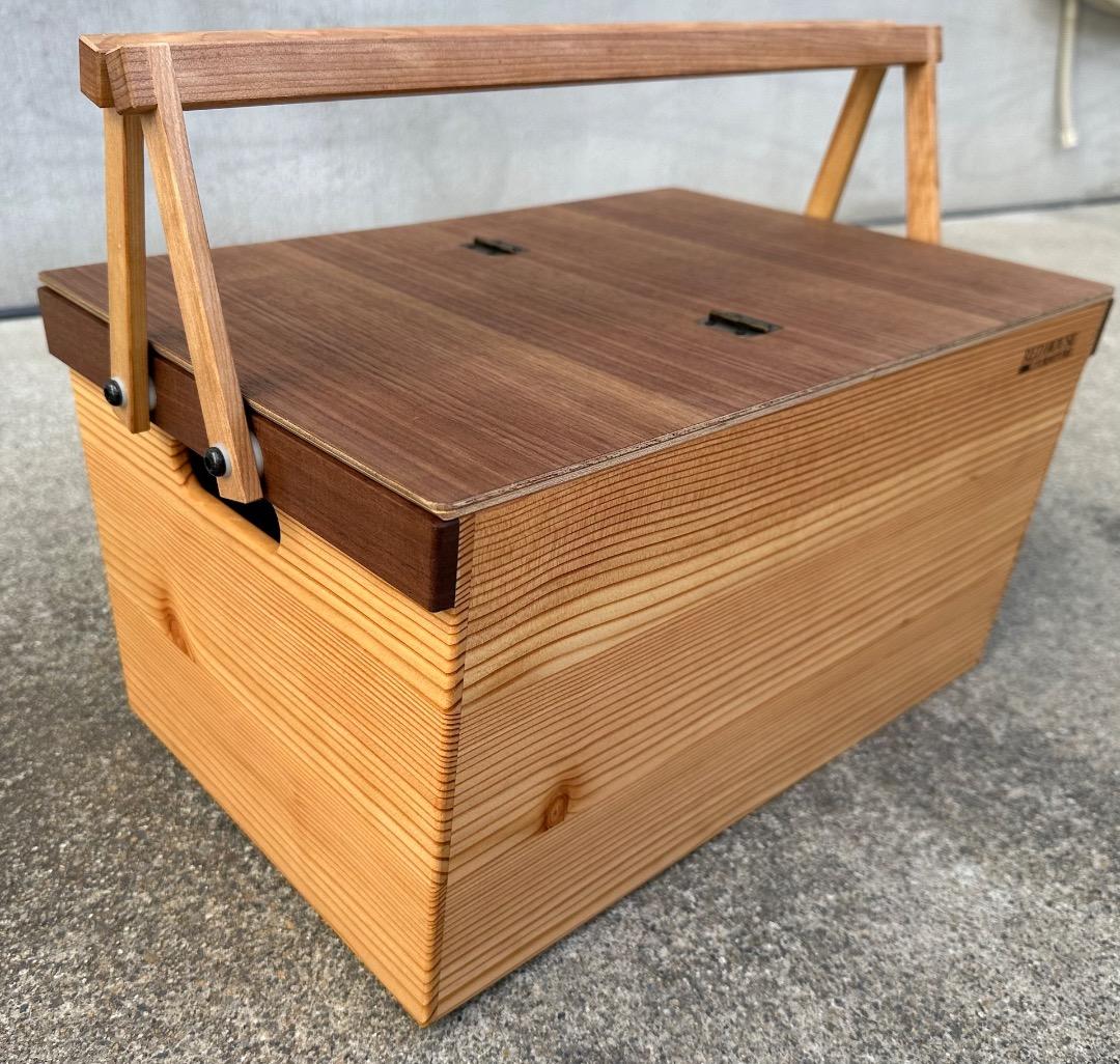 ウッドバスケット　Ｌサイズ　フタ付き ピクニックバスケット L 大きい レトロ 可愛い ふた付き ナチュラル