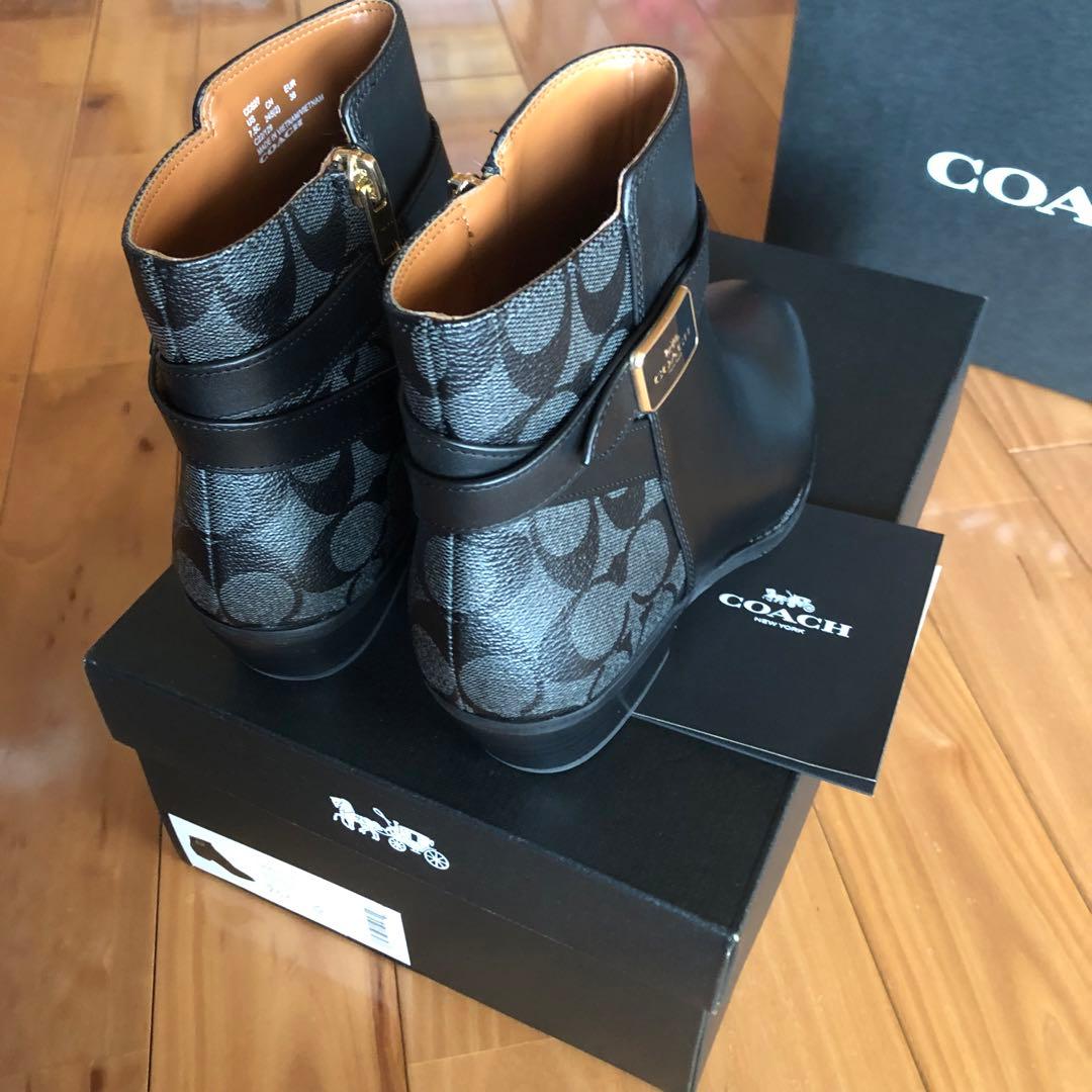 コーチ シグネチャー柄ショートブーツ ・サイズ：7.5c (24.5cm) - メルカリ