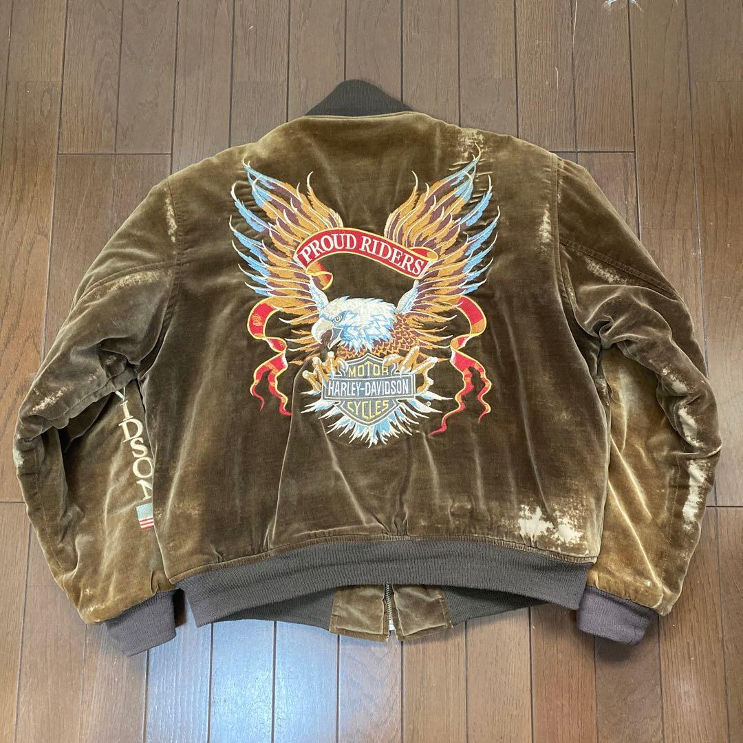90s HERLEY-DAVIDSON ベロアスカジャン　Mサイズ 90s ハーレーダビッドソン ベロア スカジャン 別珍 イーグル