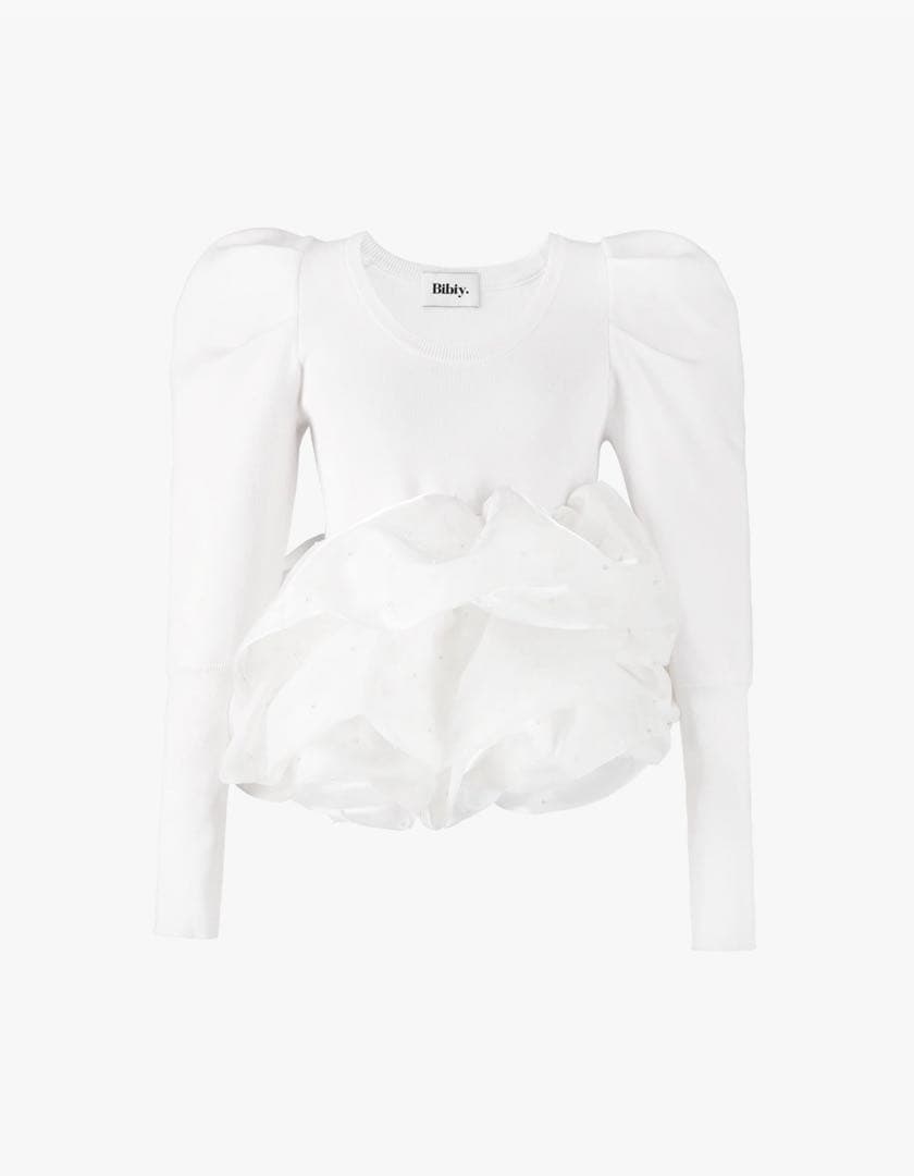 bibiy AMELIE PEPURAMU KNIT ホワイト 最終下げ ラスト1点 Bibiy AMELIE PEPURAMU KNIT｜Yahoo!フリマ（旧