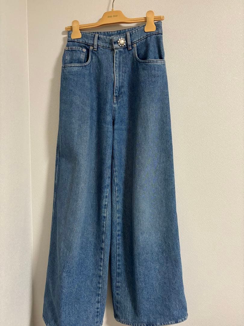 mimi♡︎デニムパンツ size24 リボンビジューデニムパンツ/MAJESTIC LEGON(マジェスティックレゴン