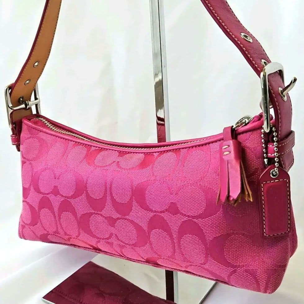 美品☆COACH アクセサリーポーチ ワンショルダー シグネチャー キャンバス COACH コーチ ワンショルダー レザー キャンバス シグネチャー y2k