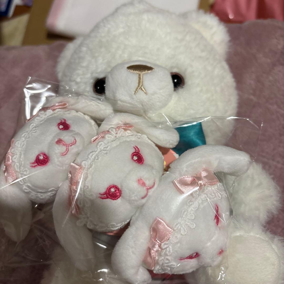 BABY うさくみゃちゃんクリップブローチ ホワイト　3つセット