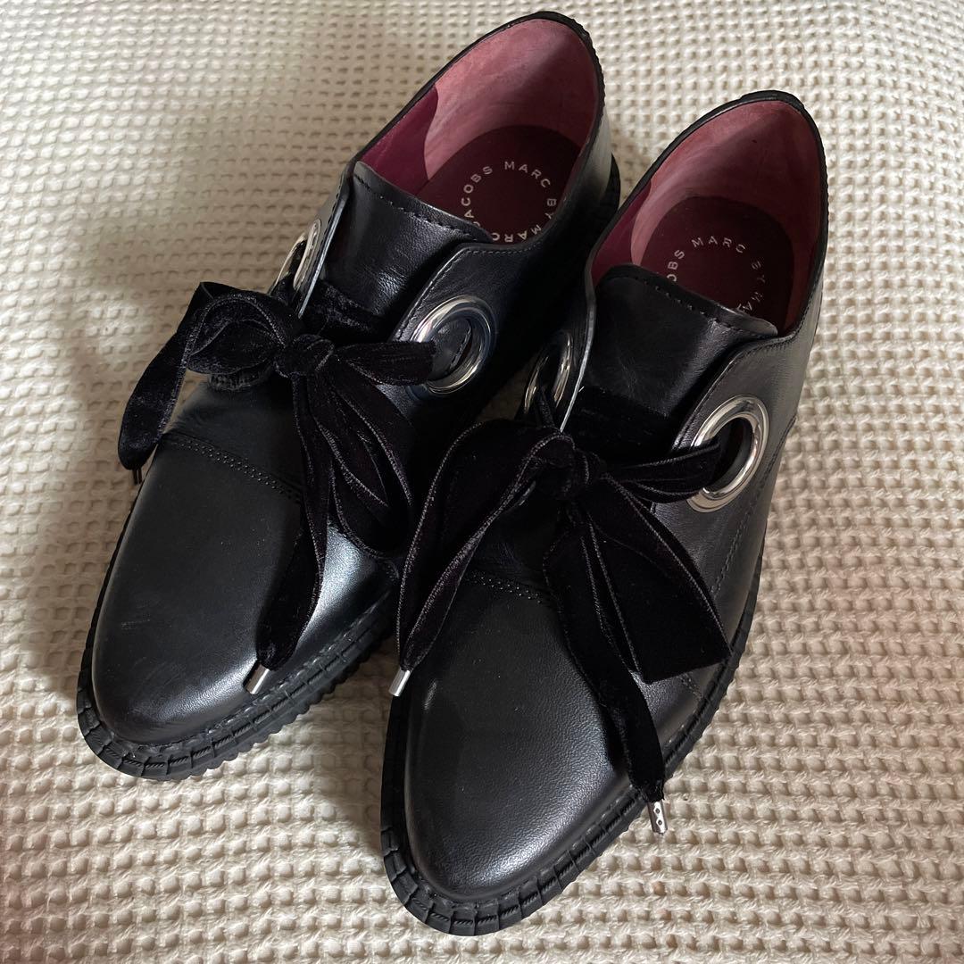 マークバイ　マークジェイコブス　リボン　ローファー 厚底　靴　シューズ　黒　37