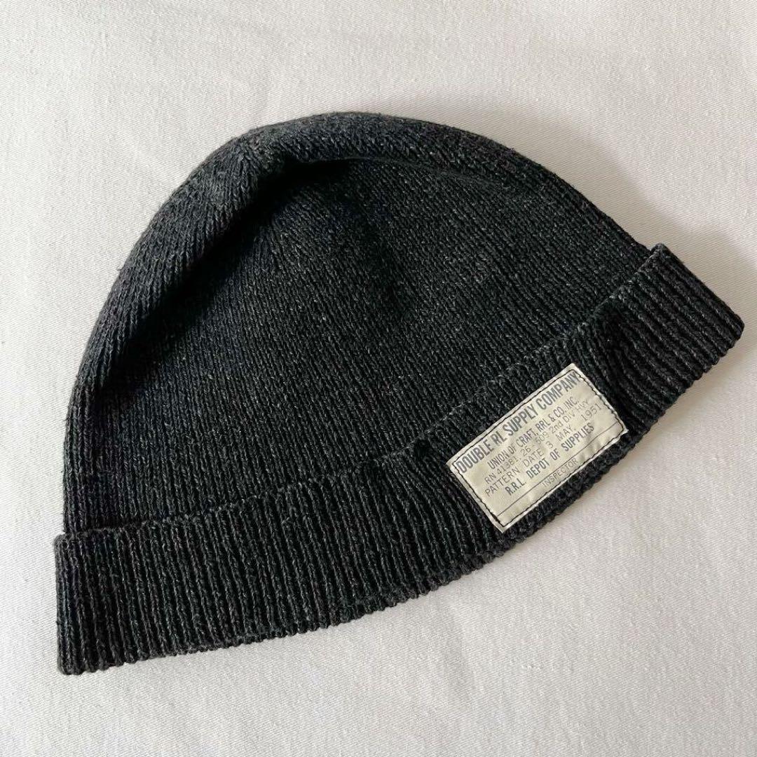 RRL ブラック インディゴ コットン ワッチキャップ ニット帽 ニット