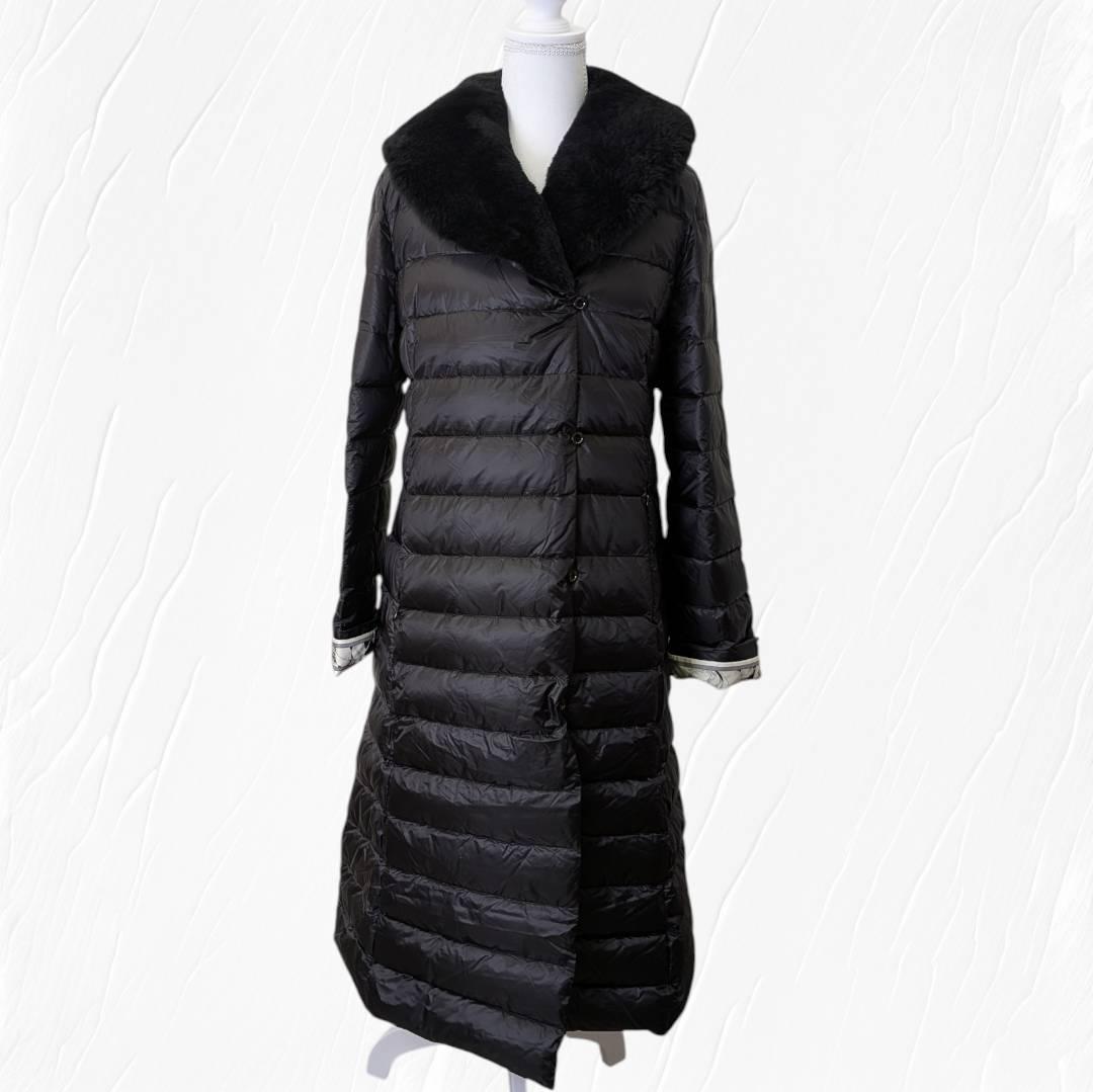 【未使用】LEONARD レオナール 高級ダウン ブラック ファー 紐付き ４２