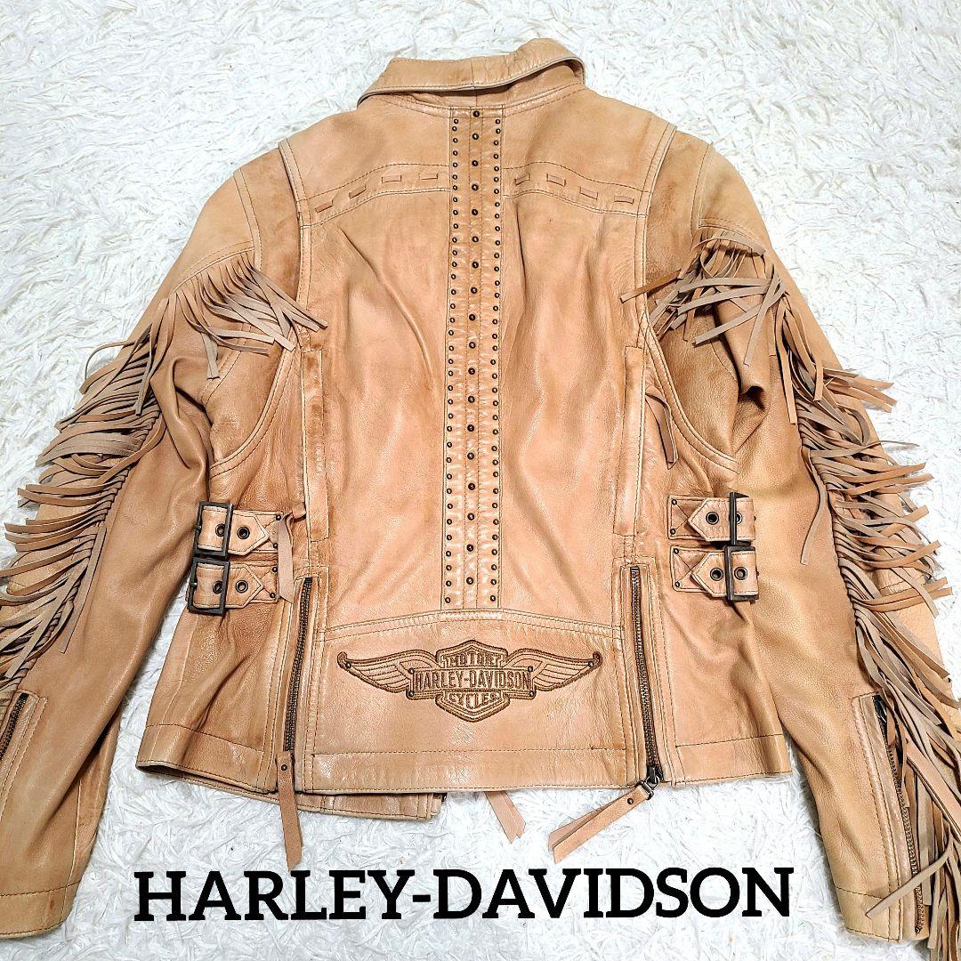 ヴィンテージ ハーレーダビットソン シングル ライダースジャケット ロゴ刺繍