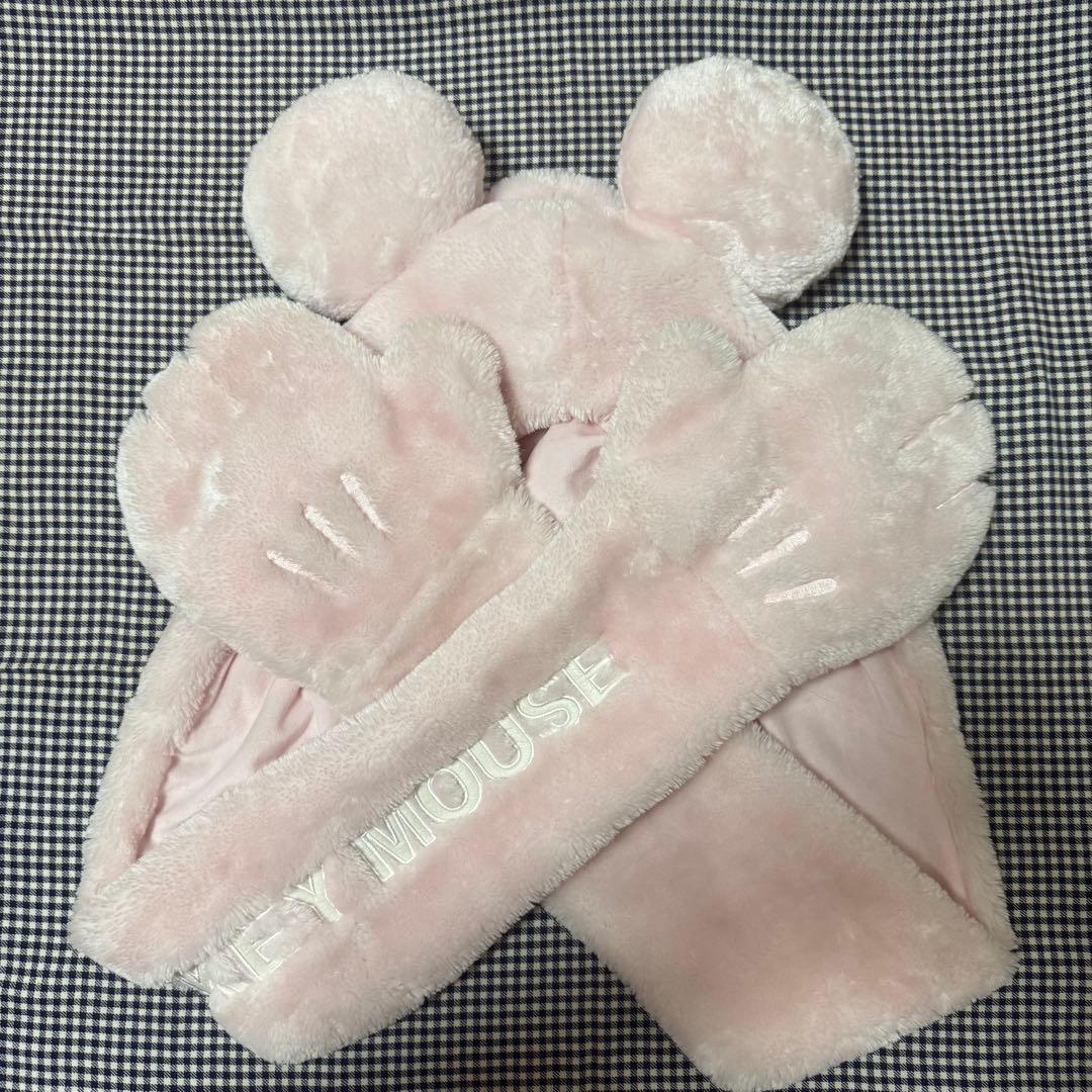 ミニーマフラーキャップ ピンク ディズニー