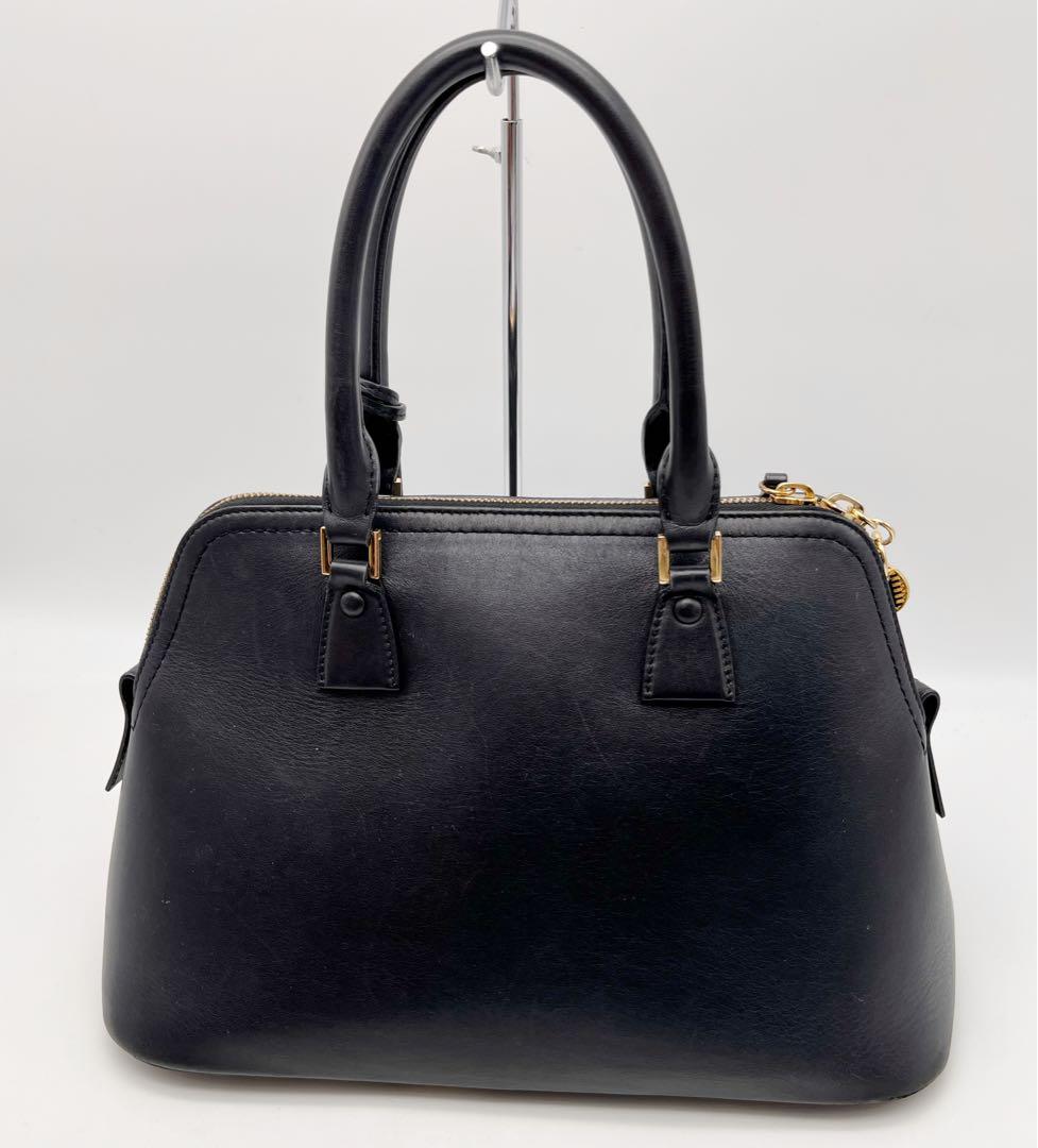 メゾンマルジェラ 5AC ハンドバッグ レザー 鍵 チャーム ミディアム 黒