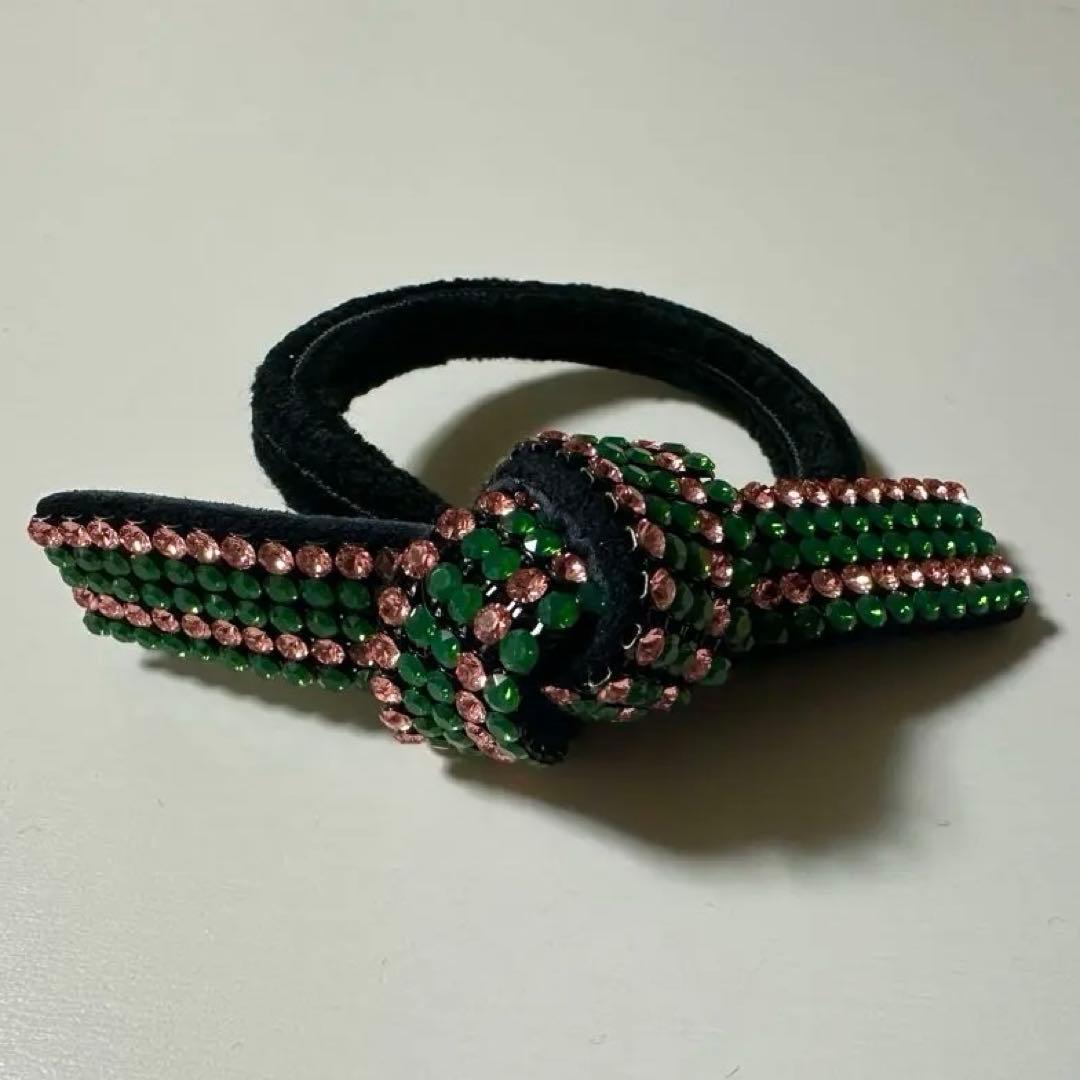 acca リボンゴム　グリーン×ピンク