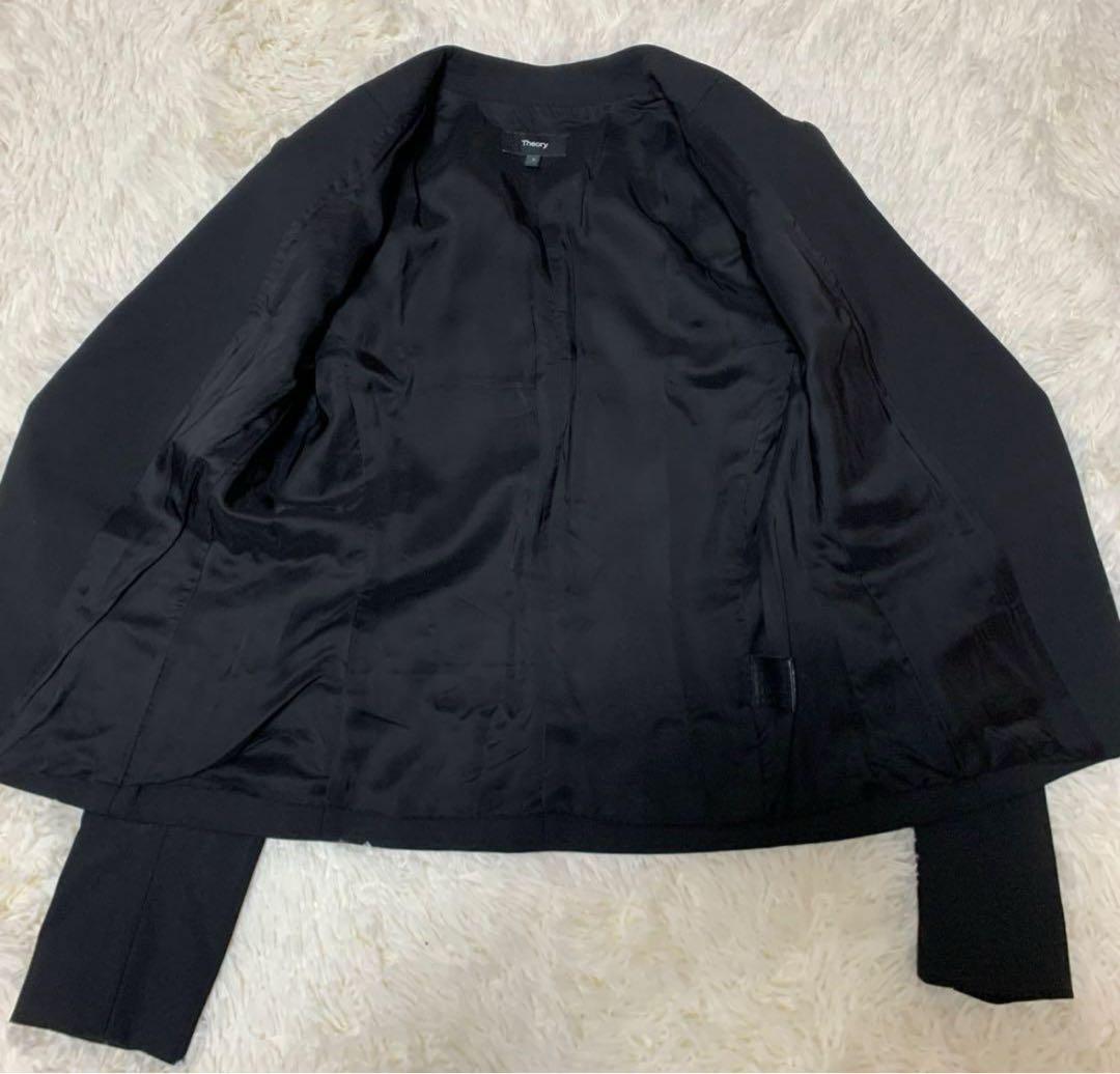 【美品】セオリー　パンツスーツ　ノーカラー　2 ブラック　セット