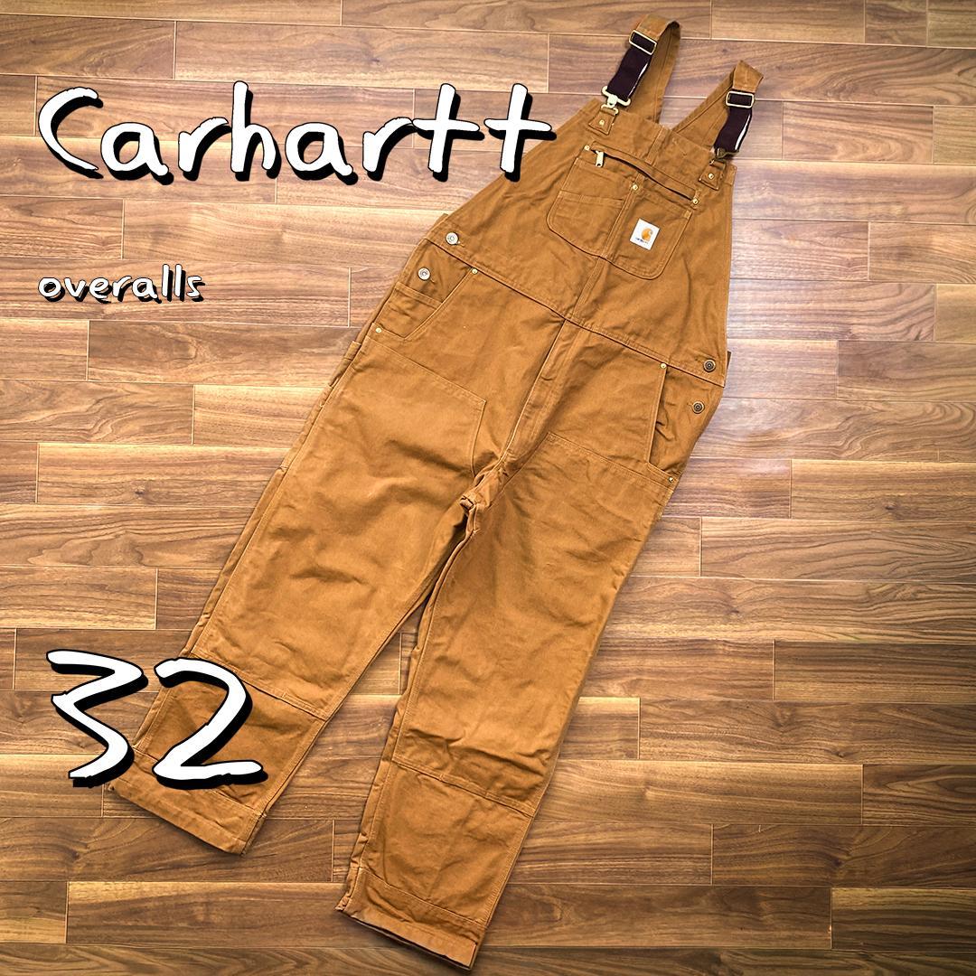 【美品】carharttカーハート コットンダックビブオーバーオールLブラウン Carhartt（カーハート） R01 BIB OVERALL COTTON DUCK ビブ