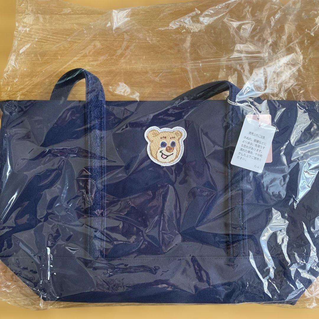 FEILER オールドテディ ワッペントートバッグ　ネイビー／大　新品 オールドテディ ワッペントートバッグ L/OTE-223025(ライトブルー