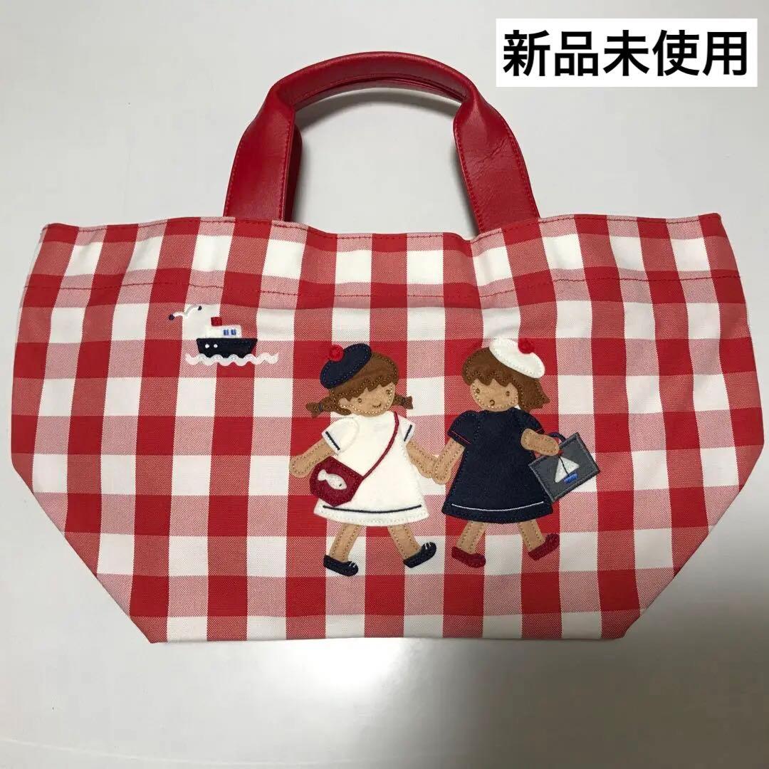 新品未使用ファミリア70周年ギンガムチェック舟形トートバッグ デニム