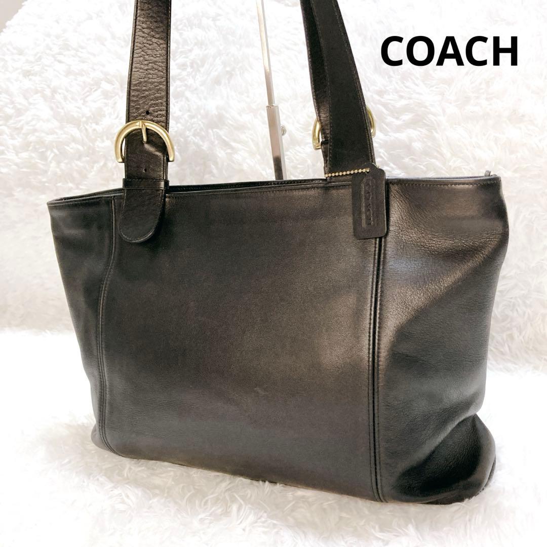 【美品】COACH oldcoach レザー トートバッグ A4可 ブラック 金