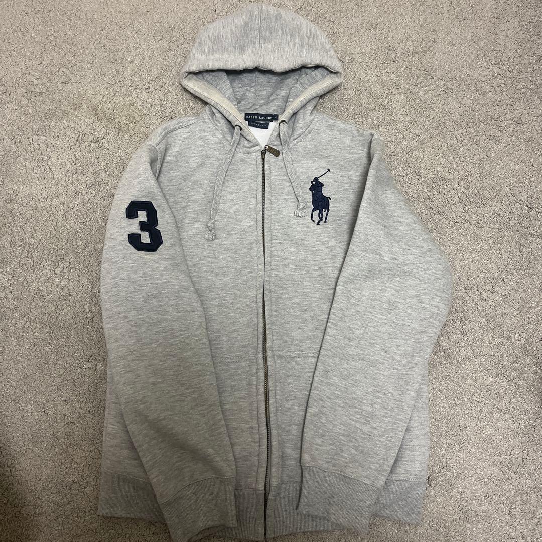 Polo Ralph Lauren ジップパーカー ビッグポニー グレー - メルカリ