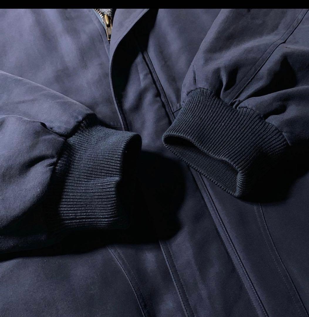 古着 短丈 中綿 ハリントンジャケットスイングトップ ネイビー ボア