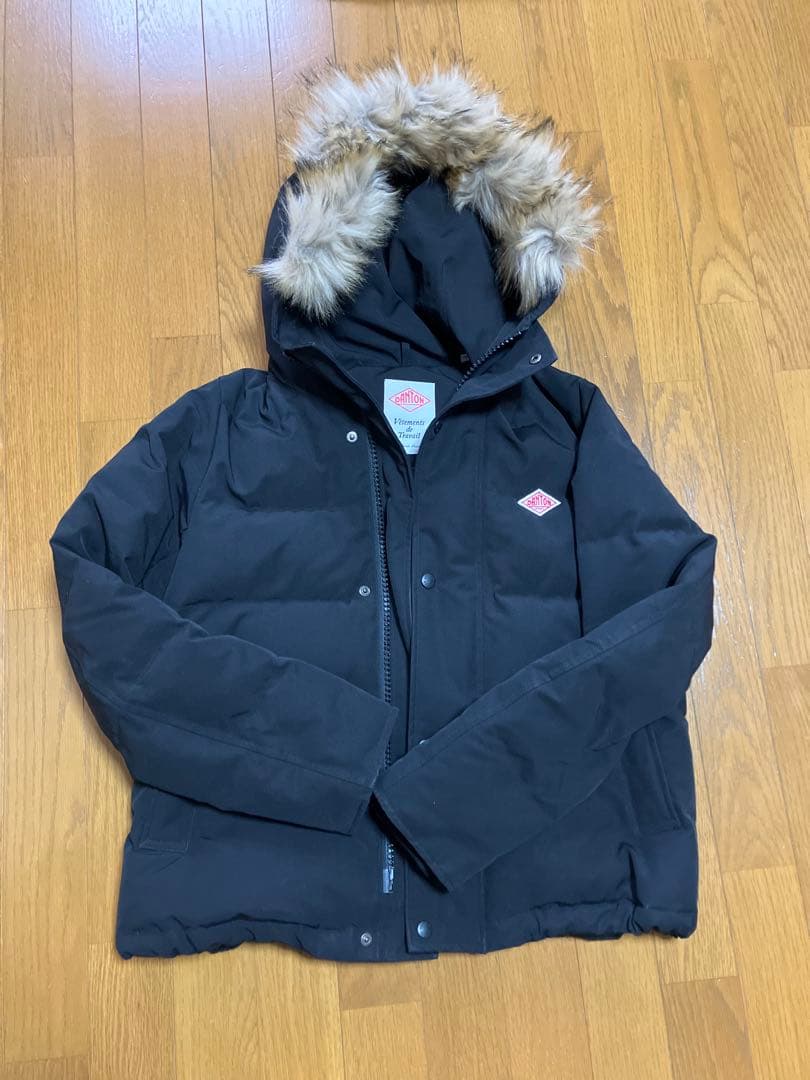 DANTON ファー付き黒ダウンジャケット